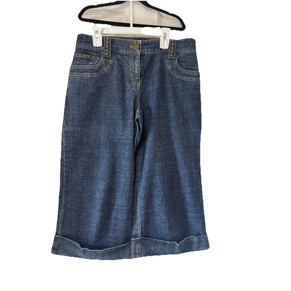 Vintage INC Studded Wide Leg Denim Capri Jeans Size  4